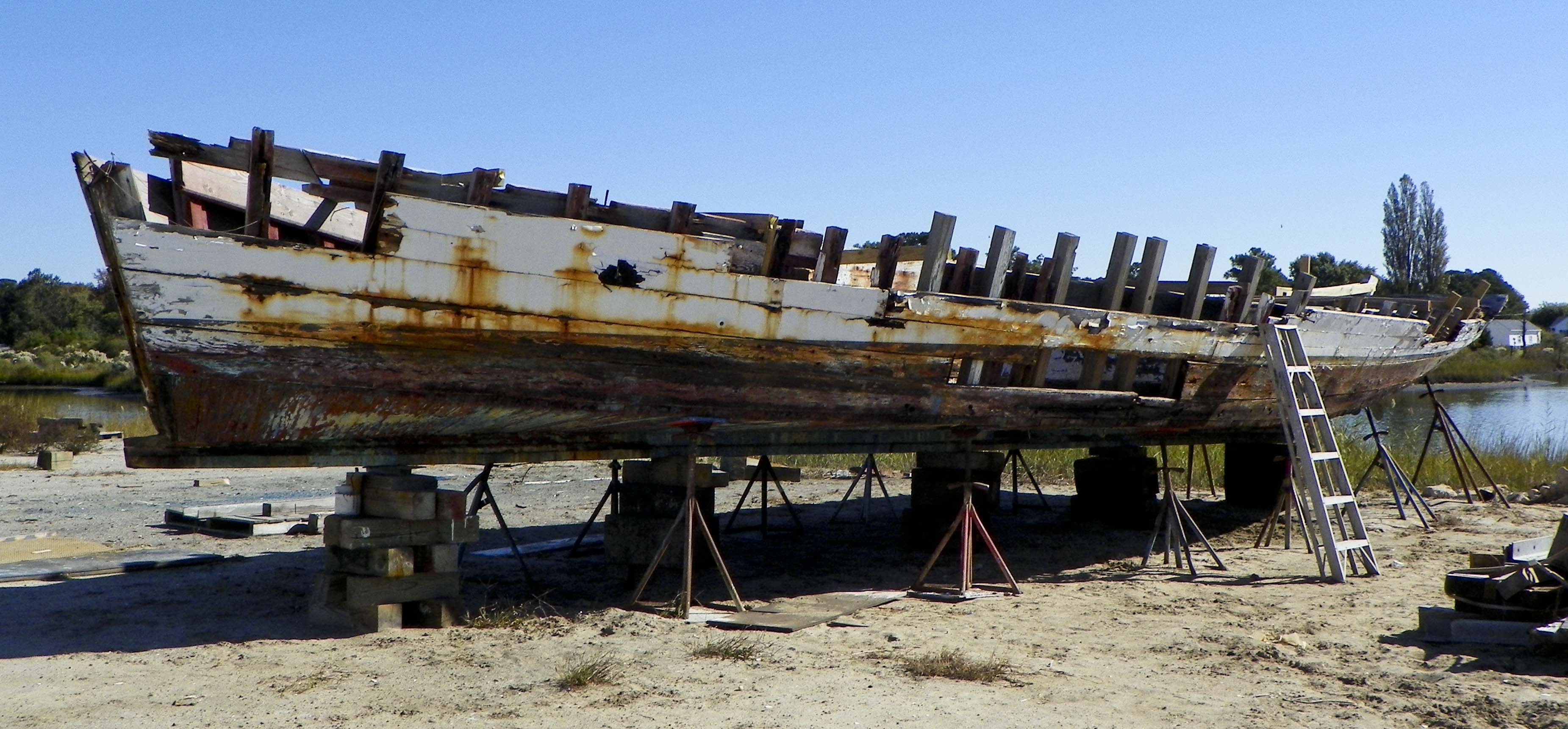 Skipjack George W. Collier waits for restoration at Deal Island.