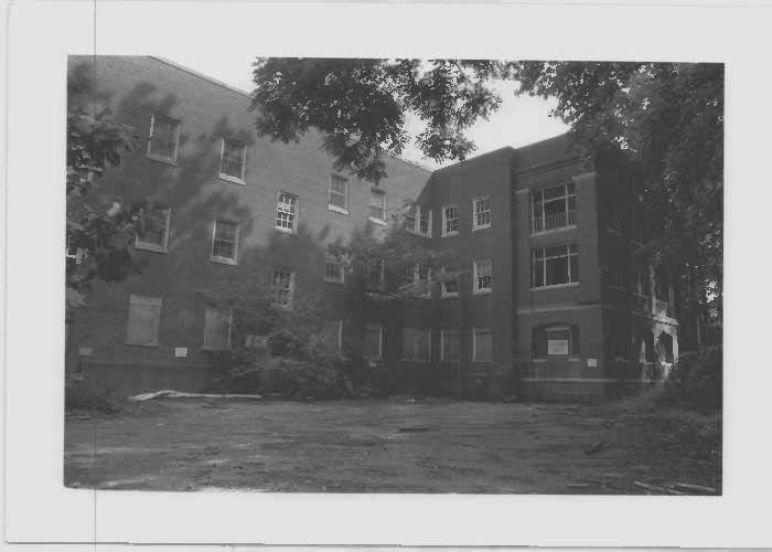 Image of the Finucan Hall employee building at rear elevation at Glenn Dale Hospital