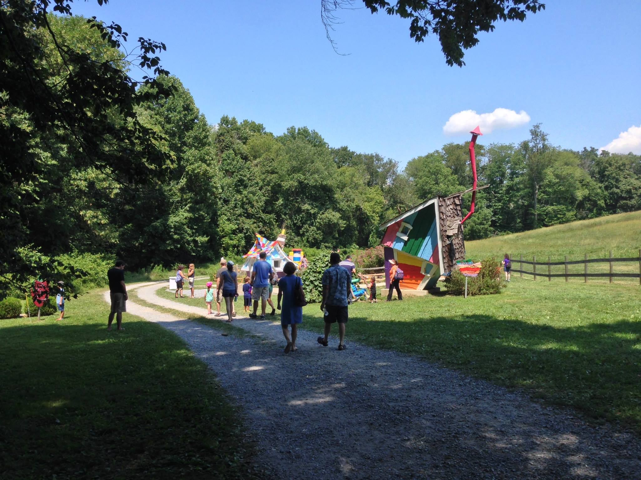 Sculptures from the Enchanted Forest along pathway at Clark's Elioak Farm