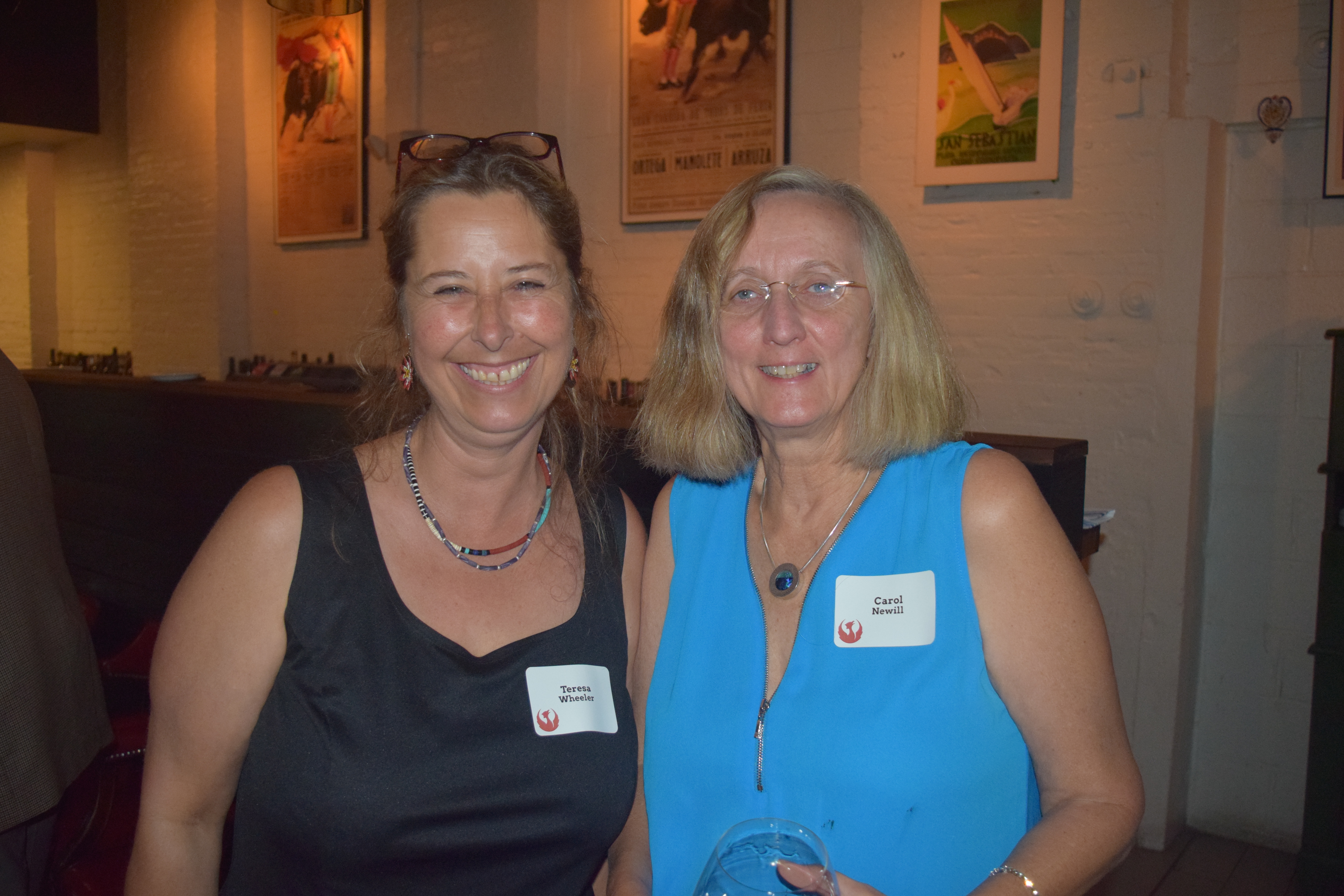 Teresa Wheeler, Historic Roofing Company, with supporter Carol Newill.