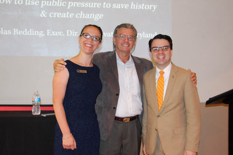 Margaret De Arcangelis and Nick Redding with Storm Cunningham (center).