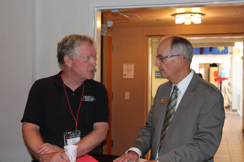 John Fieseler (left), Frederick County Tourism Board with Mayor McClement of Frederick