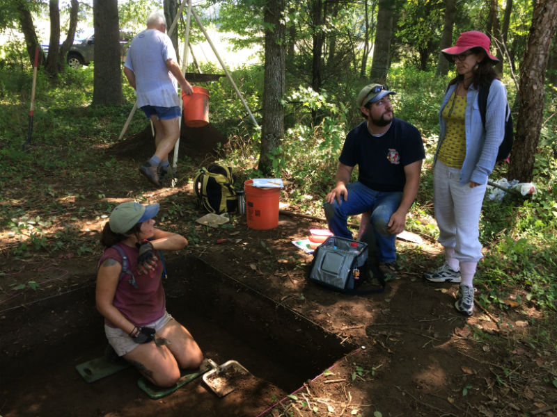 Matt Nickelson, Virginia Busby, and Mandy Melton partaking in a historic dig