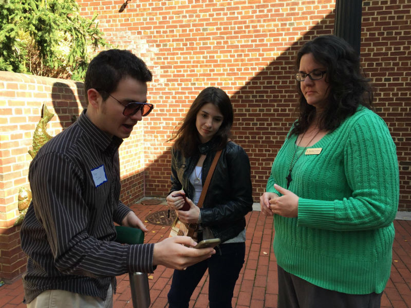 Preservation Maryland's Ben Israel during a Pokemon Go workshop in 2016