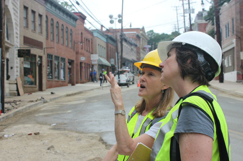 Image of Preservationists during the Ellicott City flood recovery efforts