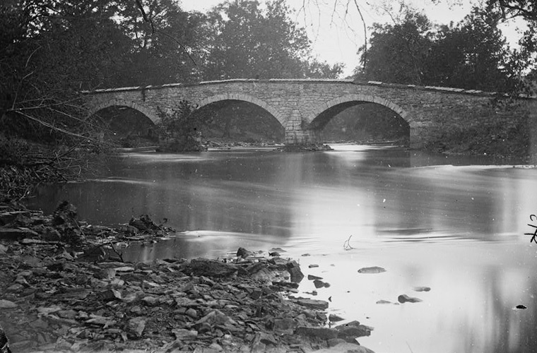 Burnside Bridge in 1862, Antietam National Battlefield.