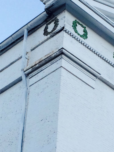 Cornice swags at St. Vincent de Paul Church, Baltimore.