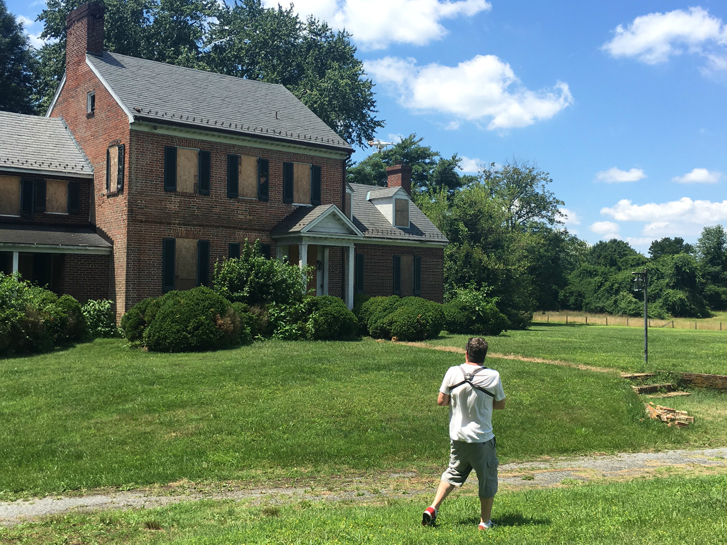 Terry Kilby of Elevated Element operates drone at Whites Hall in Anne Arundel County, 2016