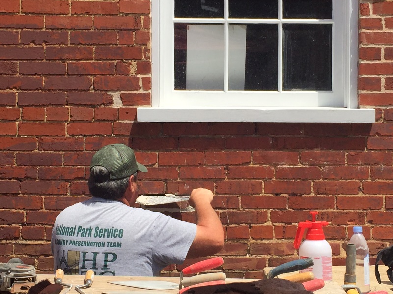 Repointing at the National Historic Preservation Training Center, 2016.