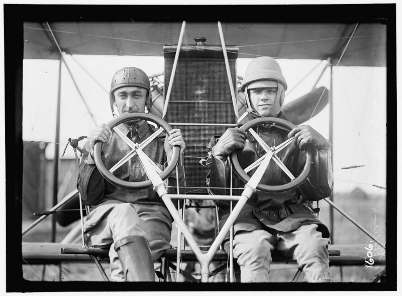 Pilots at the College Park Airport, 1912. Photo from Library of Congress.