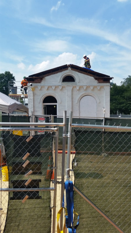 Restoration of the guard houses, 2016. Photo by The Tower Company.