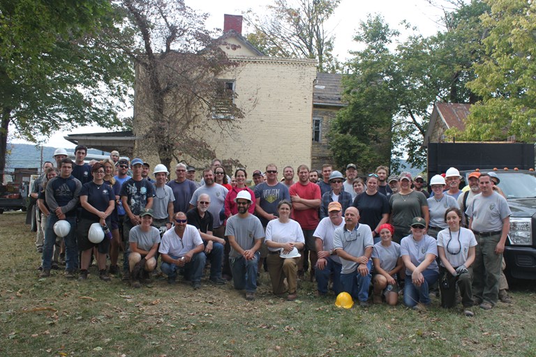 Staff of the National Historic Preservation Training Center at Shafer Farm House, Burkittsville, MD, 2017.