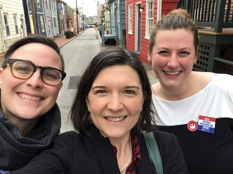 Preservation Maryland staff exploring Annapolis on Advocacy Day.
