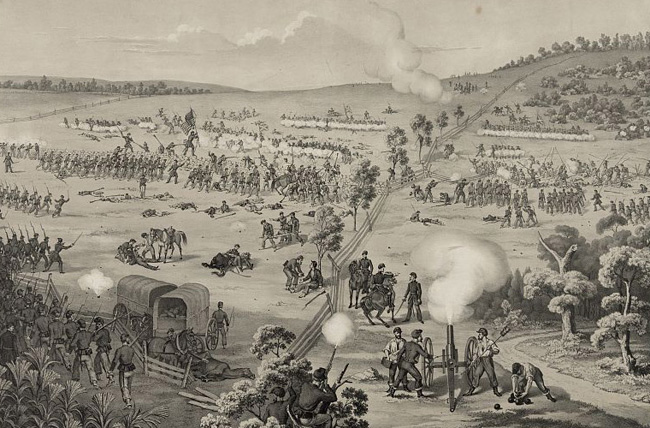 Fighting at South Mountain Battlefield.