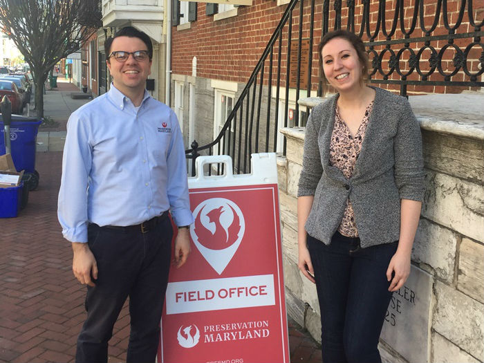 Preservation Maryland Executive Director Nicholas Redding and Washington County Historical Society Curator, Anna Cueto, 2018.