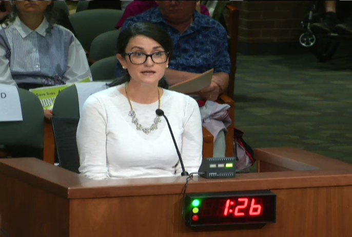 Preservation Maryland Director of Advocacy Elly Cowan, testifying before the Howard County Council, 2018.