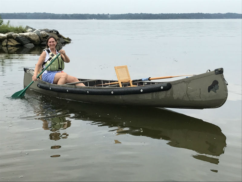 Diane Caslow in a canoe in Calvert County, MD.