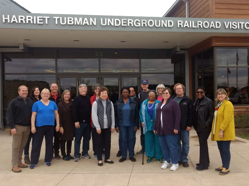 Tour group at the Harriet Tubman Visitor Center, 2018.