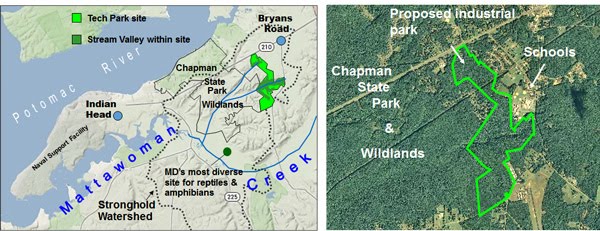 Map of the proposed tech park located on environmentally sensitive land.