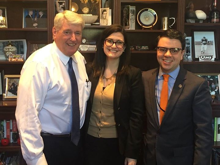 Speaker Busch, left, with Elly Cowan and Nicholas Redding of Preservation Maryland, 2015.