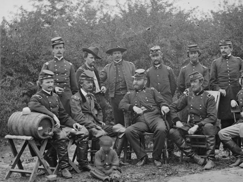 Union generals with a keg of beer, 1862. Photo from the American Battlefield Trust.