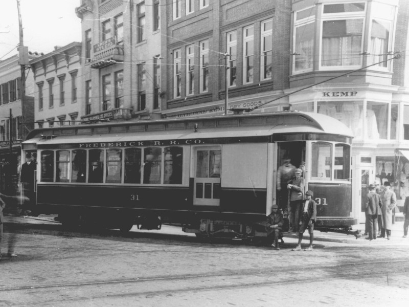 Frederick streetcar, ca. 1900. Photo from Maryland State Archive.