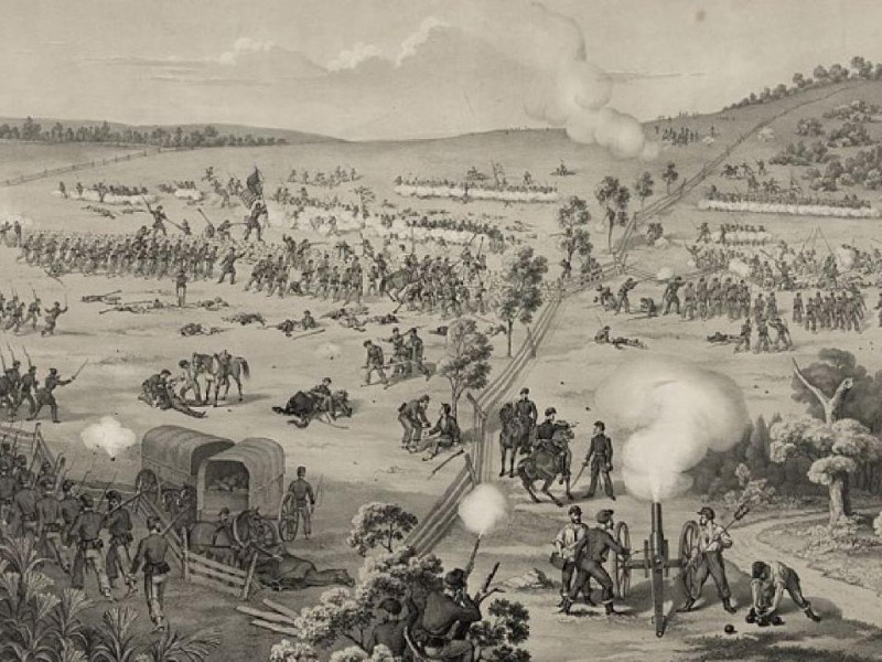 Historic illustration of the fighting at South Mountain.