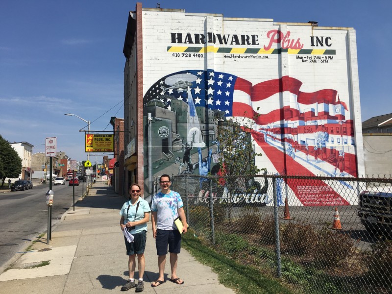 Waxter Intern Anthony Plaag conducting field survey work with Green Book researcher Anne Bruder, Summer 2019.