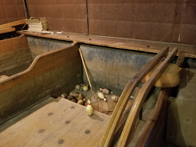 Historic bowling alley in the Liberty Grace Church of God in Baltimore City. Photo from Maryland Historical Trust.