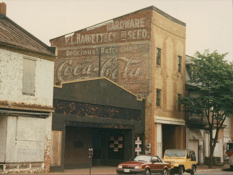 Historic advertisement along Market Street in Frederick, now demolished.