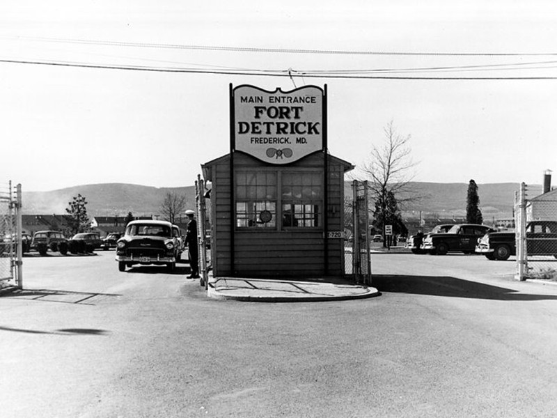 The Main Gate at Fort Detrick. Courtesy US Army.