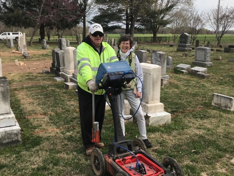 Ground penetrating radar at Shrewsbury Cemtery.