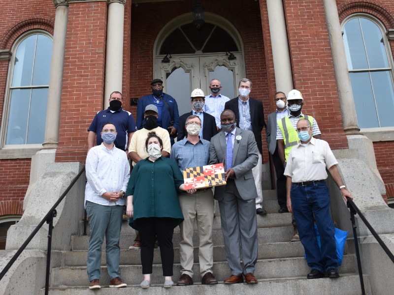 Project team accepting The Phoenix Award at the Hebrew Orphan Asylum, August 2020.