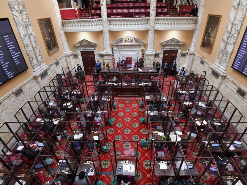 Maryland Senate Chambers, Statehouse, Annapolis, MD, 2021. Photo by Maryland GovPics on Flickr.