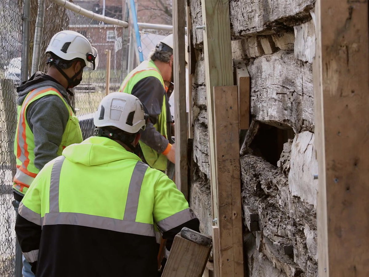 A Construction Team Works on an Historic Property Redevelopment Project in Hagerstown.