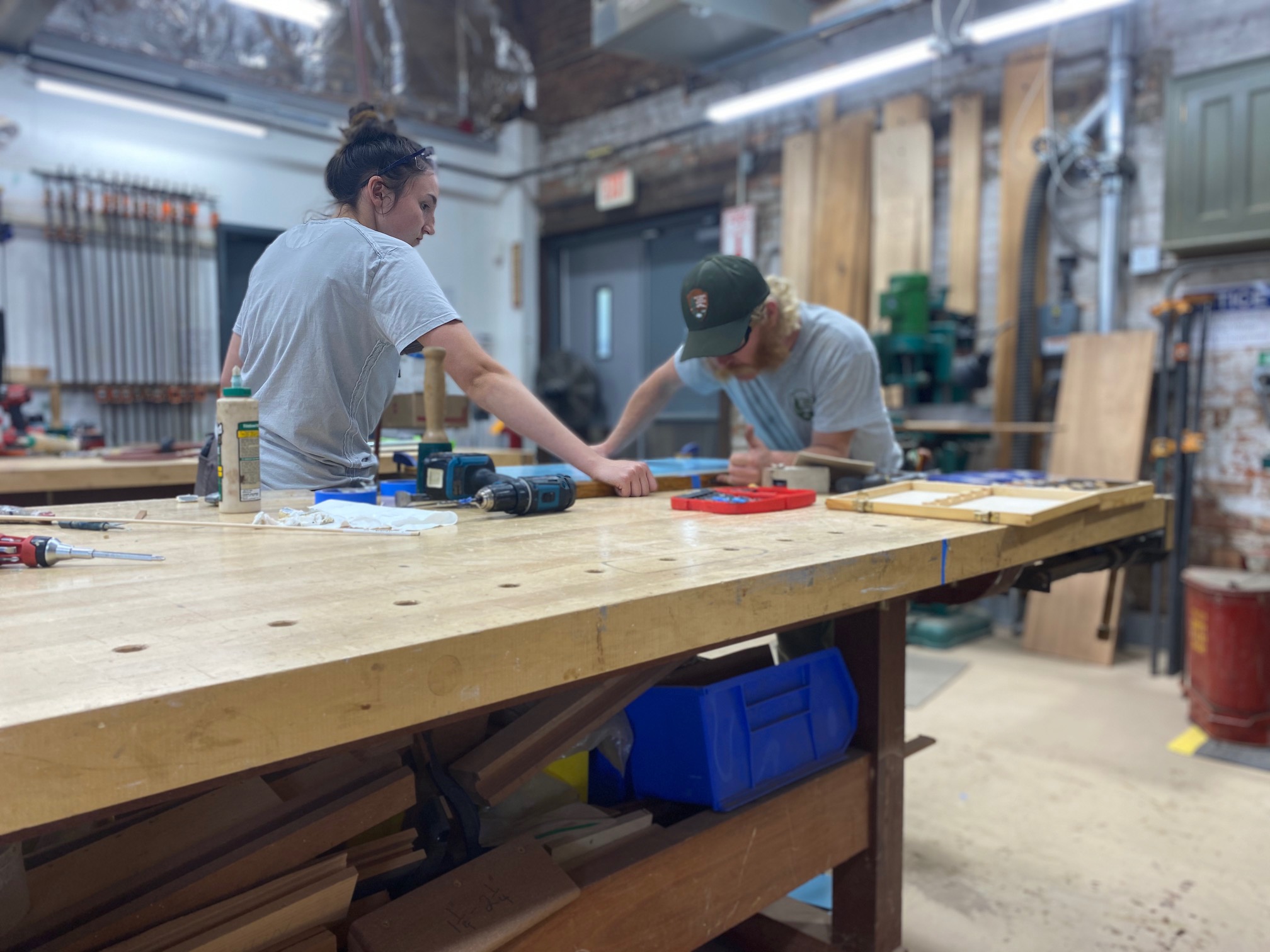 Trainees work at the Historic Preservation Training Center in Frederick, MD.