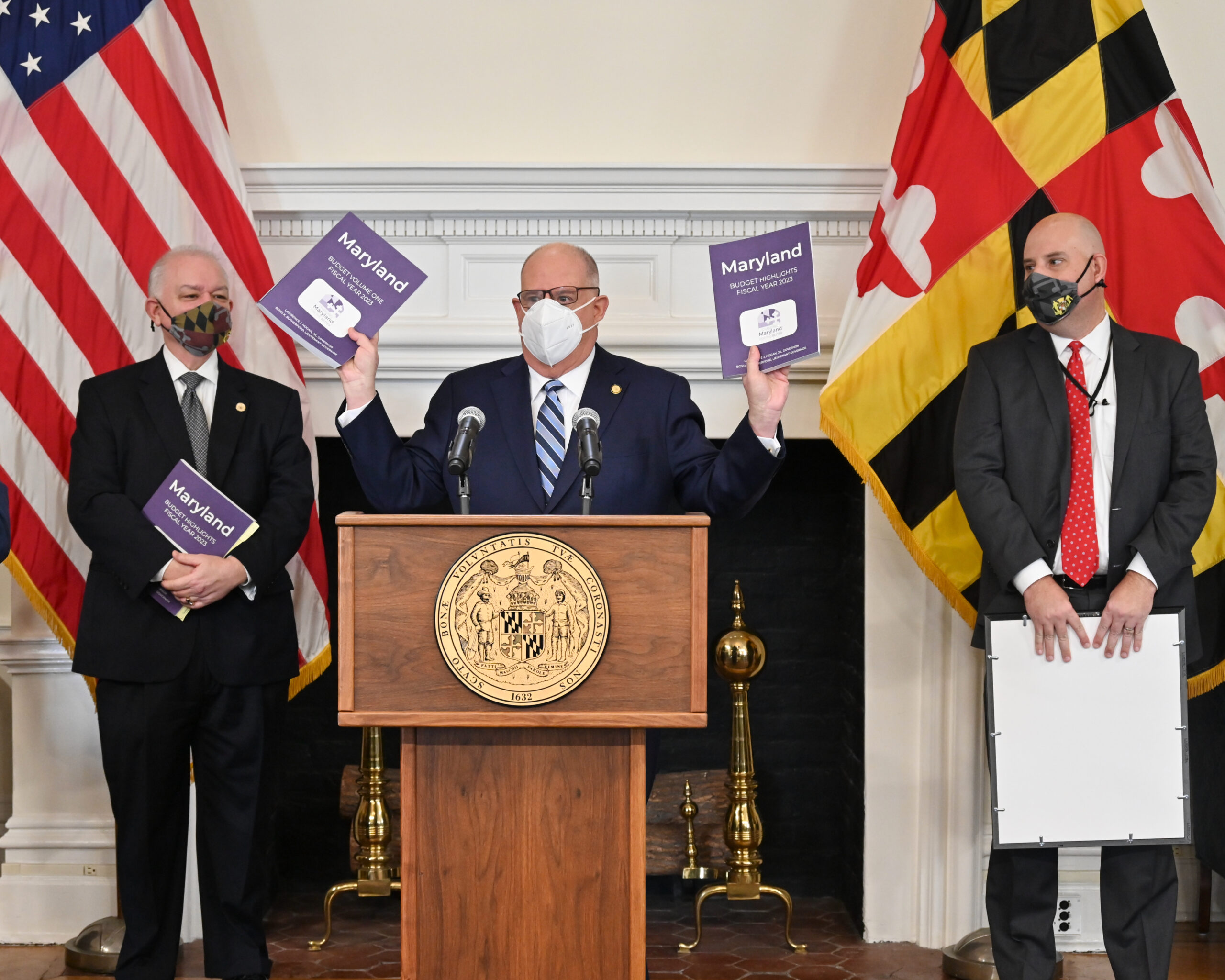 Budget press conference, Annapolis, January 18, 2022. Photo from the Governor's Office.